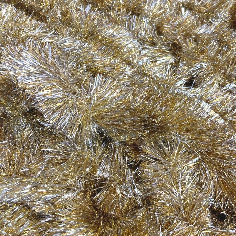 Vtg MCM Christmas Double Glo‎ Tinsel Garland Soft Fluffy gold Silver 24ft Mix